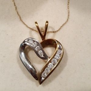 1/2 ct Diamond Heart Pendant Necklace 10k